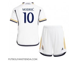 Real Madrid Luka Modric #10 Primera Equipación Niños 2023-24 Manga Corta (+ Pantalones cortos)